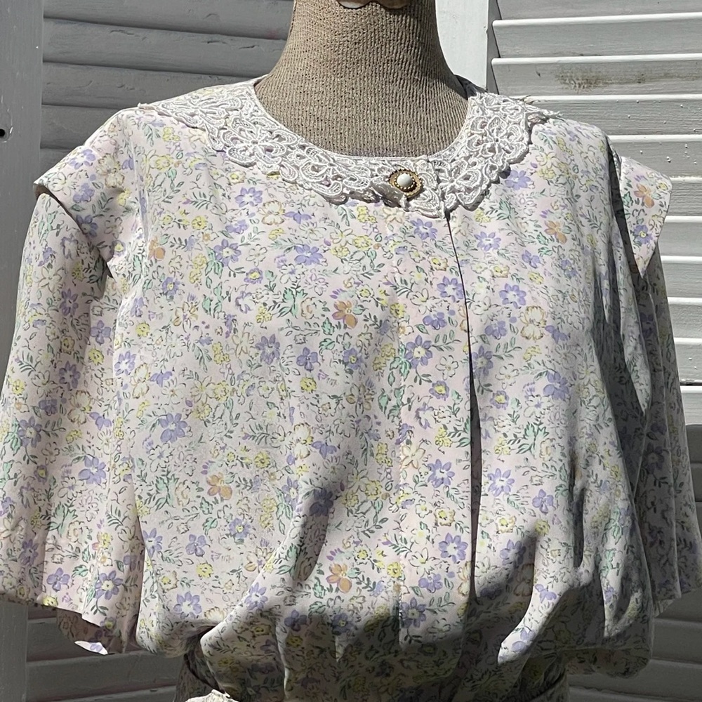 Vintage Leslie Fay Pastel Floral Tea Dress